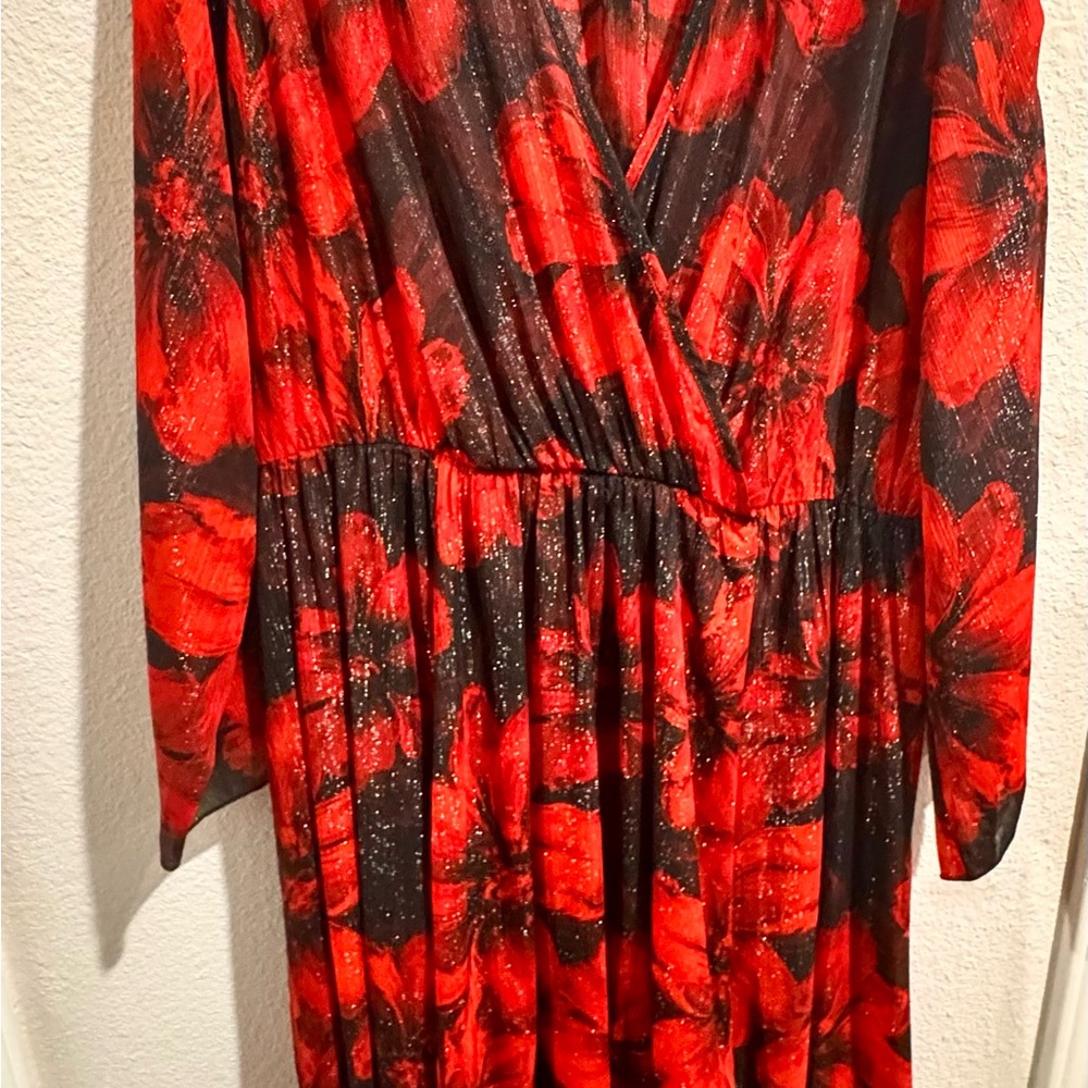 Red and Black Floral Dress